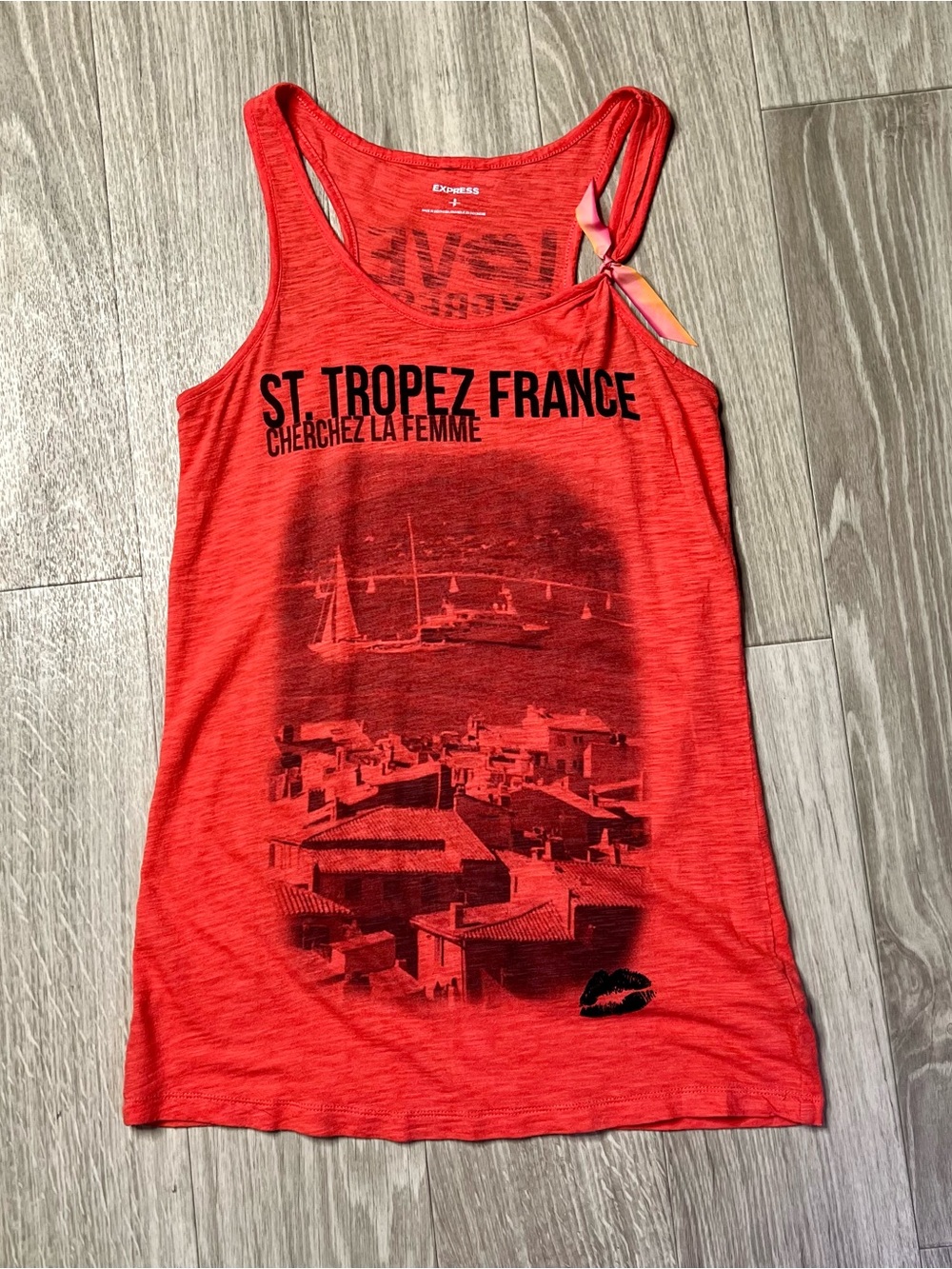 Express Red Graphic 'St. Tropez France' Scoop Neck Tank